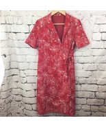 Vintage Handmade Wrap Around Secretary Dress Red with white Flowers Siz ... - £38.94 GBP