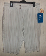 New Womens White Sierra Stretch Beige Stripe Seersucker Bermuda Shorts Size 10 - £18.92 GBP