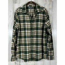 Eddie Bauer Mens Flannel Shirt Green Plaid Size Medium - $17.29