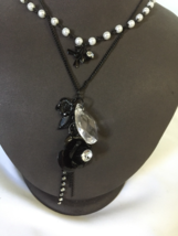 Vintage Hannah Montana Disney Necklace - Black Flower, Bow &amp; Gemstones R... - €14,92 EUR