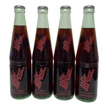 Lot of 4 Vintage Glass Dr Pepper Soda Bottle 10 oz Red Logo Full Sealed - £39.56 GBP