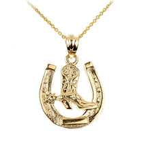 14K Solid Gold Lucky Good Luck Horseshoe Horse Shoe Pendant Necklace - £215.74 GBP+