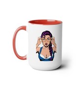 Sexy PopArt Girl with Glasses and Braids 15oz Coffee Mug - $20.43 CAD
