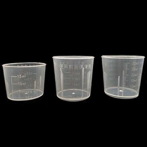 Bluemoona 25 Pcs - 15ml 20ml 30ml Plastic Laboratory Measure Graduate Cups Liqui