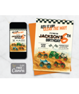 Monster Truck Birthday Invitation: Watercolor Theme, Editable Canva Temp... - $91.03 MXN