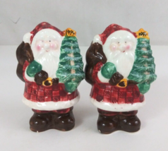 Vintage 1999 GKAO Santa Claus Holding Tree &amp; Sack 3.75&quot; Salt &amp; Pepper Shakers - £6.07 GBP