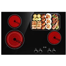 Electric Cooktop, 6800W Ceramic Electric Stove Top With 4 Elements, Knob Control - £303.13 GBP