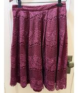 Forever 21 Contemporary Burgundy Floral Lace Midi Skirt Women’s Size M L... - $27.62 CAD