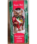 Santa&#39;s Best XL European Style Glass Teddy Bear Christmas Ornament in Box - $218.83 MXN