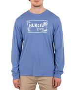 Hurley Men&#39;s Everyday Naturals Long Sleeve T-Shirt Crew Neck Blue Size L... - €21,47 EUR