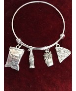 Snack, Stainless Steel, Bangle, bracelet, adjustable slide  SN4 - $15.00