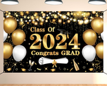 Black Gold Graduation Party Decorations, Class of 2024 Graduation Banner... - $26.05