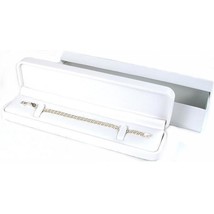 Bracelet &amp; Watch Gift Box White Faux Leather 8 5/8&quot; (Only 1 Box) - £9.91 GBP