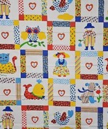 Vtg 1978 Pattern Rights Inc Applique Cheater Quilt Cotton Fabric 55x43&quot; ... - $58.75