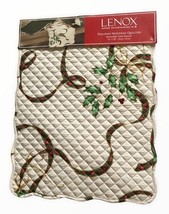 Lenox Christmas Nouveau Quilted Reversible Plaid Holly Ribbon Table Runn... - £32.62 GBP