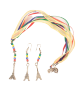 Vintage Colorful Eiffel Tower Necklace and Earrings Set Excellent Condition - €11,28 EUR