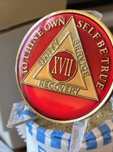 17 Year AA Medallion Mandarin Red Sobriety Chip - $19.99