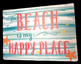 Beach Is My Happy Place Placemats Set of 4 Vinyl Beach House Foam Back S... - £28.63 GBP