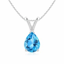ANGARA Swiss Blue Topaz Solitaire Pendant Necklace in Silver - £206.32 GBP
