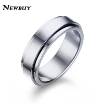 NEWBUY 6mm Spinner Ring Men Women Jewelry Stainless Steel Double Loop Design Bik - £7.67 GBP