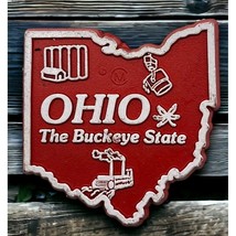 Ohio State Outline Refrigerator Magnet Vintage Red White Buckeye - £7.82 GBP