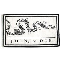 3x5 Join or Die Benjamin Franklin Snake White Flag 3'x5' House Banner Grommets - $4.88