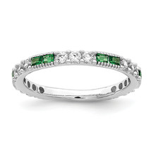 Silver  Synthetic Green Spinel &amp; CZ Band QR7031 - £48.90 GBP