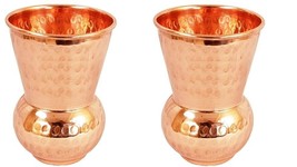 Copper Glass Tumbler, Hammer Design, Drinkware, 300 ML Each, Set of 2 Pieces - £36.17 GBP