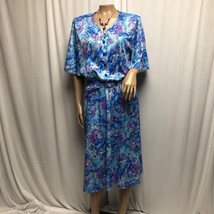 Anthony Richards Vintage Dress Womens 16 Made in USA Blue Purple Partial Button - $21.95