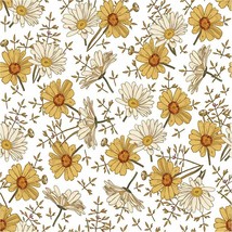 Unigoos Retro Daisy White Flower Peel And Stick Wallpaper Yellow Floral - £28.20 GBP