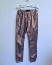 Rock &amp; Republic BERLIN Jeans 0 Copper Bronze Metallic Stretch Denim Skinny Leg - £16.78 GBP