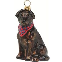 Chocolate Labrador Retriever with Bandana Dog Polish Glass Christmas Orn... - $55.98