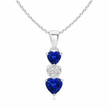 ANGARA 5mm Natural Blue Sapphire &amp; Diamond Triple Heart Pendant in Silver - £275.96 GBP+