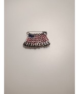 American Flag Brooch made with a Safety Pin and Red, White &amp; Blue Beads - $8.09