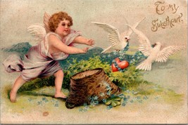 Vintage 1908 Clapsaddle Postcard TO MY SWEETHEART Cupid Chasing Doves Valentine - £2.76 GBP