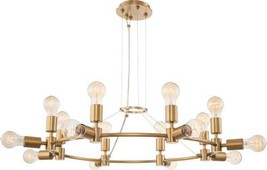 Chandelier KALCO UNION Industrial 16-Light Winter Brass Dry Rating Dimmable - £2,964.81 GBP