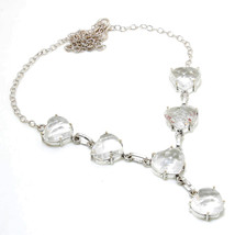 White Topaz Heart Shape Cut Gemstone Fashion Ethnic Necklace Jewelry 18&quot; SA 1954 - £5.98 GBP