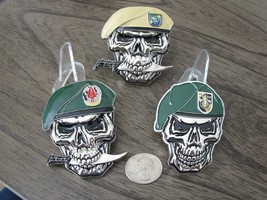 3 US Army Special Forces Ranger Delta Force Green Berets Skull Challenge Coins  - £46.51 GBP
