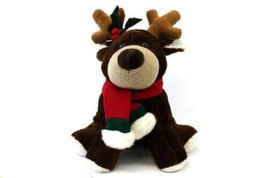 Commonwealth Christmas Reindeer Plush 15&quot; Stuffed Animal w Scarf Vintage... - $12.86