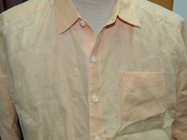 Men&#39;s LARGE Tommy Bahama Relax Long Sleeve Shirt 100% Linen ORANGE solid - £21.22 GBP