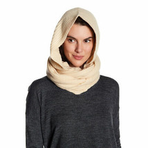 FREE PEOPLE Taupe Bottom Line Hooded Rib Knit Infinity Wrap Scarf - £23.97 GBP