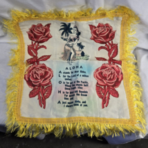 Pillow Cover Aloha Poem Hawaii Souvenir Hula Dancer Palm Trees and Roses Vintage - $23.33