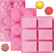 3 Pack Silicone Soap Molds, 6 Cavities Flower Making Mold, Included Rect... - $15.25