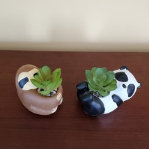 Panda Animal Planter with Faux Succulent, Cement Pot and Artificial Plant, 4" image 4