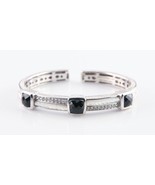 Judith Ripka Sterling Silver Onyx, Mother-of-Pearl and CZ Hinged Cuff Be... - $8,291.75 MXN