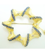 Fine 18k Yellow Gold Italian Genuine Natural Sapphire Diamond Circle Pin... - $2,173.21 CAD