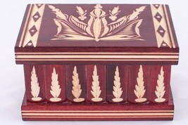 6&quot; Wooden Puzzle Box with Hidden Compartment - Ideal for Jewelry &amp; Gifts Red - £26.90 GBP