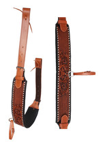 4&quot; Wide Floral Basket Tooled Padded Leather Rear Flank Horse Saddle Cinch Girth - $59.39