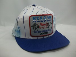 Nelson Bros Oilfield Patch Hat VTG Blue White Pinstripe Snapback Baseball Cap - £23.71 GBP