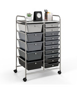 15-Drawer Utility Rolling Organizer Cart Multi-Use Storage-Black &amp; Gray ... - $136.99